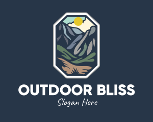 Outdoor Stained Glass Mountain logo design