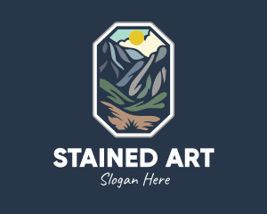 Outdoor Stained Glass Mountain logo design