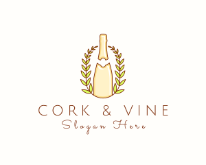 Wine Bottle Wreath  logo design