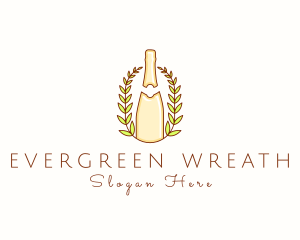 Wine Bottle Wreath  logo design