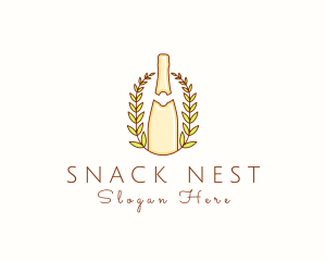 Wine Bottle Wreath  logo design