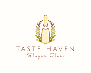 Wine Bottle Wreath  logo design