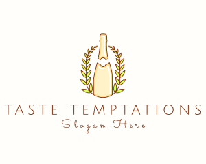 Wine Bottle Wreath  logo design