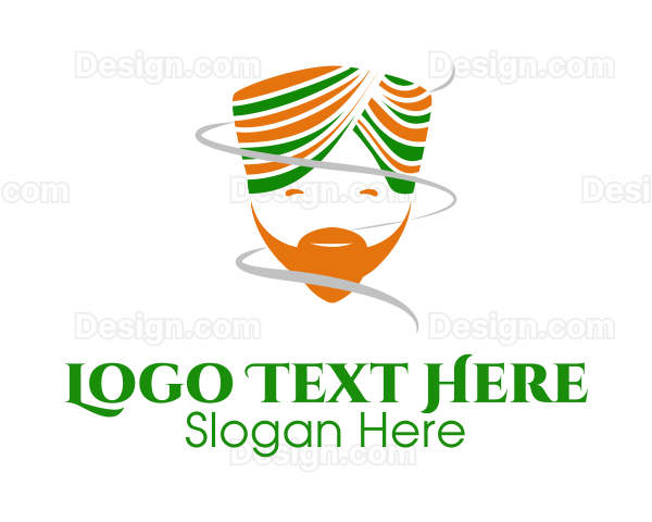 Happy Indian Turban Man Logo