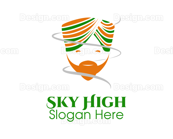 Happy Indian Turban Man Logo