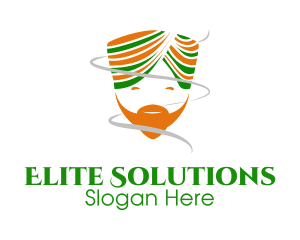 Happy Indian Turban Man Logo