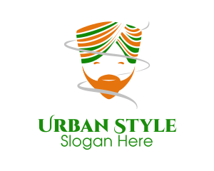 Happy Indian Turban Man logo