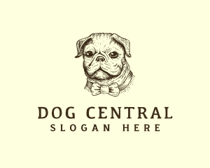 Pug Dog Necktie logo design