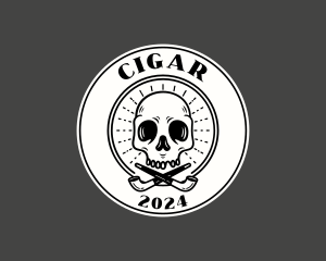 Tobacco Smoking Pipe Skull logo design