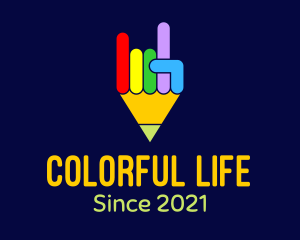 Colorful Pencil Hand logo design