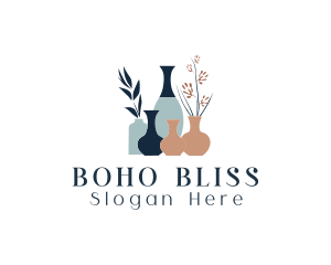 Flower Vase Boho Ceramics logo design