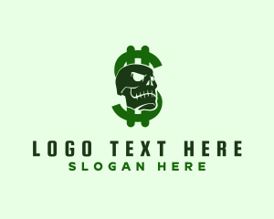 Dollar Green Skull logo