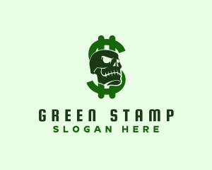 Dollar Green Skull logo design