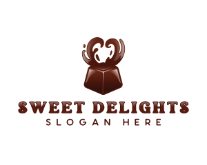 Chocolate Heart Dessert logo design