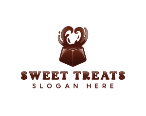 Chocolate Heart Dessert logo design