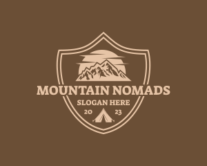 Sunset Mountain Shield logo design