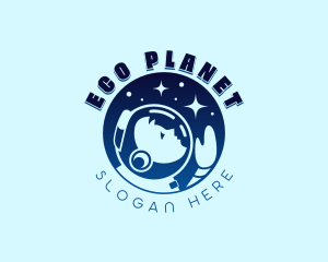 Moon Planet Astronaut logo design