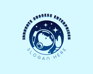 Moon Planet Astronaut logo design