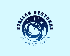 Moon Planet Astronaut logo design