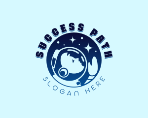 Moon Planet Astronaut logo design