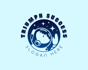 Moon Planet Astronaut logo design