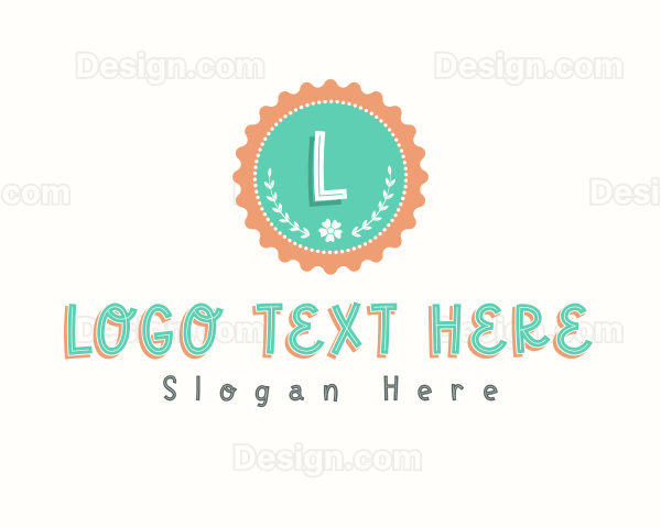 Cute Floral Bottle Cap Logo