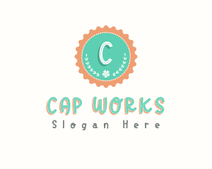 Cute Floral Bottle Cap logo design