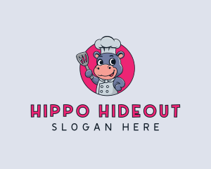 Hippo Spatula Cook  logo design