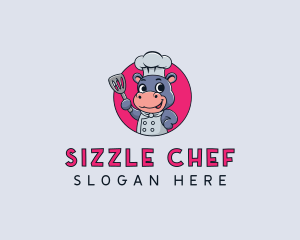 Hippo Spatula Cook  logo design