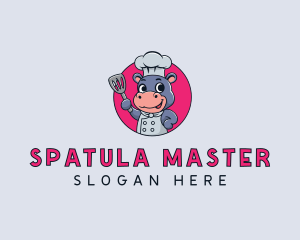 Hippo Spatula Cook  logo design