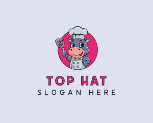 Hippo Spatula Cook  logo design