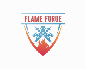 Snowflake Fire Heating  logo design