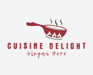 Fire Frying Pan Cook logo design