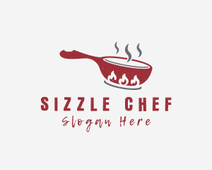 Fire Frying Pan Cook logo design