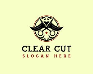 Mustache Scissor Barbershop logo design