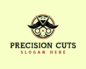 Mustache Scissor Barbershop logo design