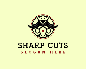 Mustache Scissor Barbershop logo design