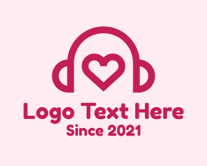 Music - Red Heart Headphones logo design