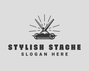 Barbershop Grooming Mustache logo