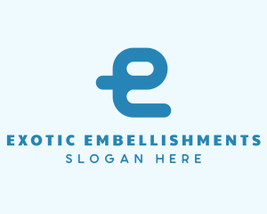 Blue Cyber Letter E logo design