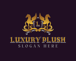 Luxury Shield Pegasus logo design