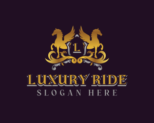 Luxury Shield Pegasus logo design