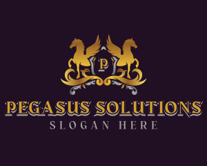 Luxury Shield Pegasus logo design