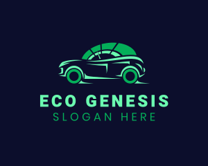 Green Vehicle Speedometer logo design