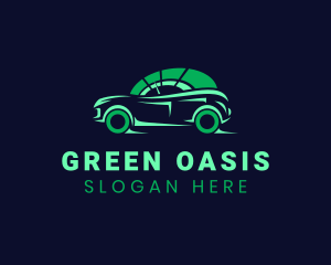 Green Vehicle Speedometer logo design