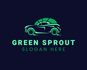 Green Vehicle Speedometer logo design