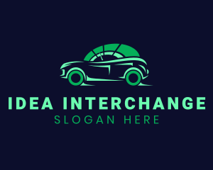 Green Vehicle Speedometer logo design