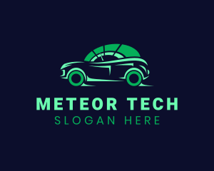 Green Vehicle Speedometer logo design