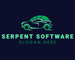 Green Vehicle Speedometer logo design