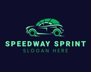 Green Vehicle Speedometer logo design